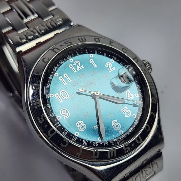 Swatch Watch Happy Joe Irony Stainless Steel 37mmโ Swiss Quartz Unisex Date Rare - Picture 14 of 16